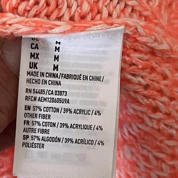 American Eagle Sweater Womens Medium Neon Orange Open Knit V Neck Tunic College - Picture 4 of 11